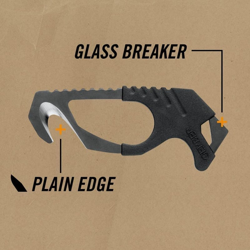 Gerber أداة قطع حزام الأمان مع ثقب حبل ومكسر زجاج، أخضر، 5 × 2.5 × 1 بوصة بحجم الجيب - Image 3